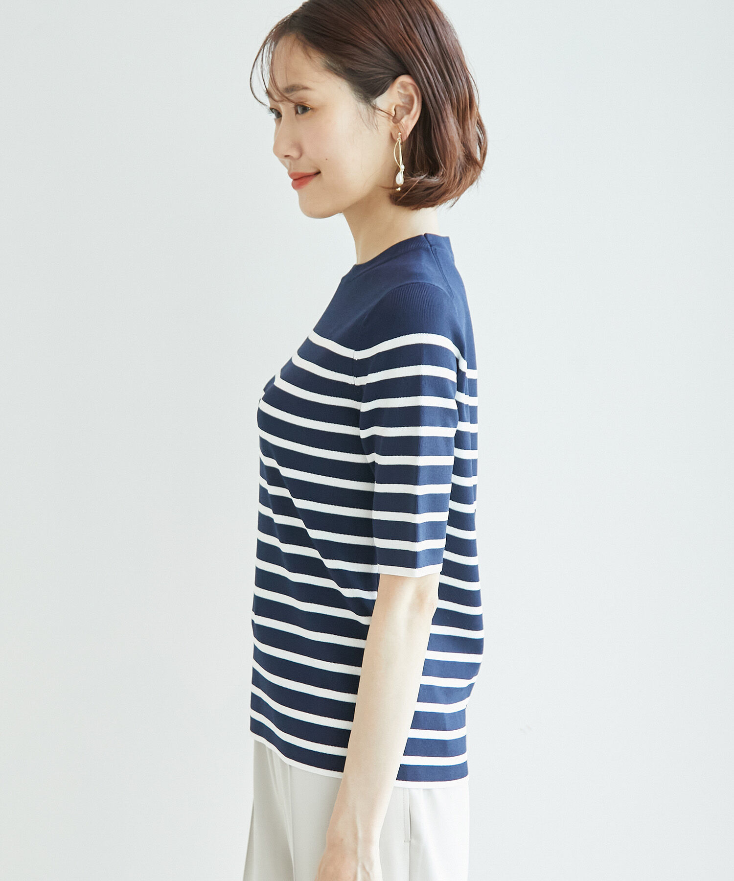 Rope&rsquo;Picnic「Beauty knit/ハーフスリーブニットトップス/WEB限定カラーあり」|ニット・セーター|