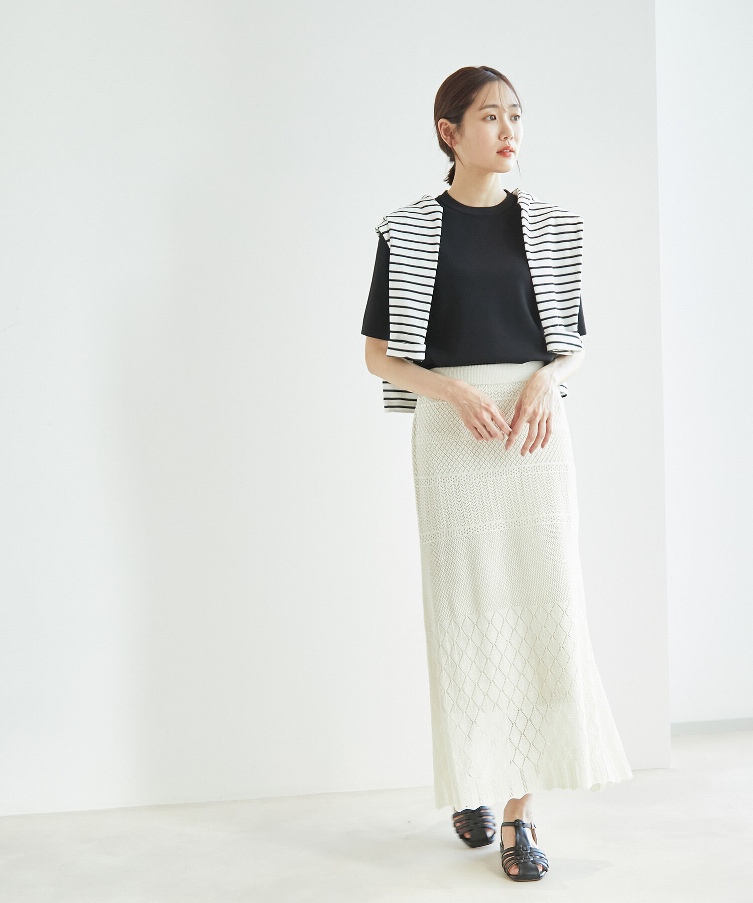 Rope&rsquo;Picnic「Beauty knit/ハーフスリーブニットトップス/WEB限定カラーあり」|ニット・セーター|