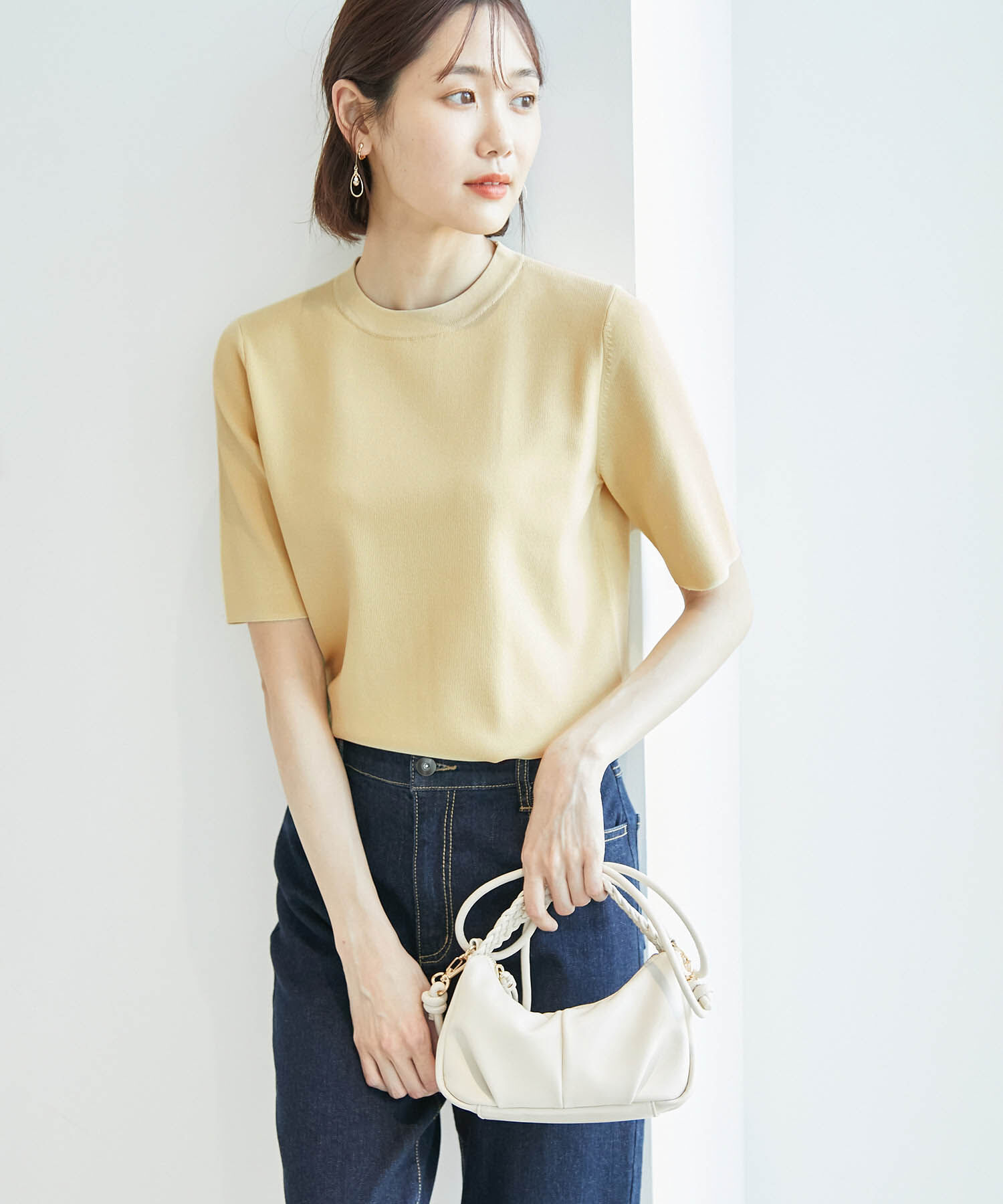 Rope&rsquo;Picnic「Beauty knit/ハーフスリーブニットトップス/WEB限定カラーあり」|ニット・セーター|