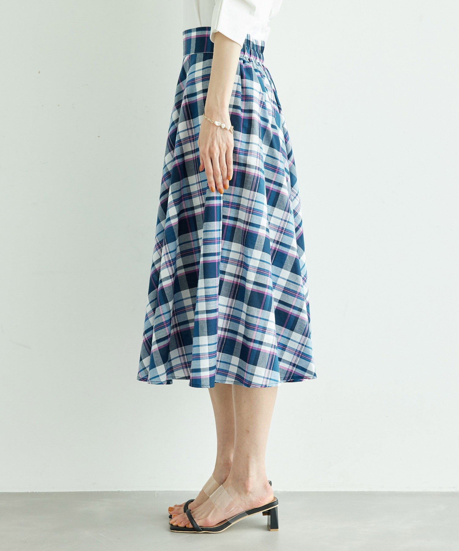 Rope&rsquo;Picnic「【WEB限定カラー:ネイビー】着丈が選べるマドラスチェックスカート」|スカート|