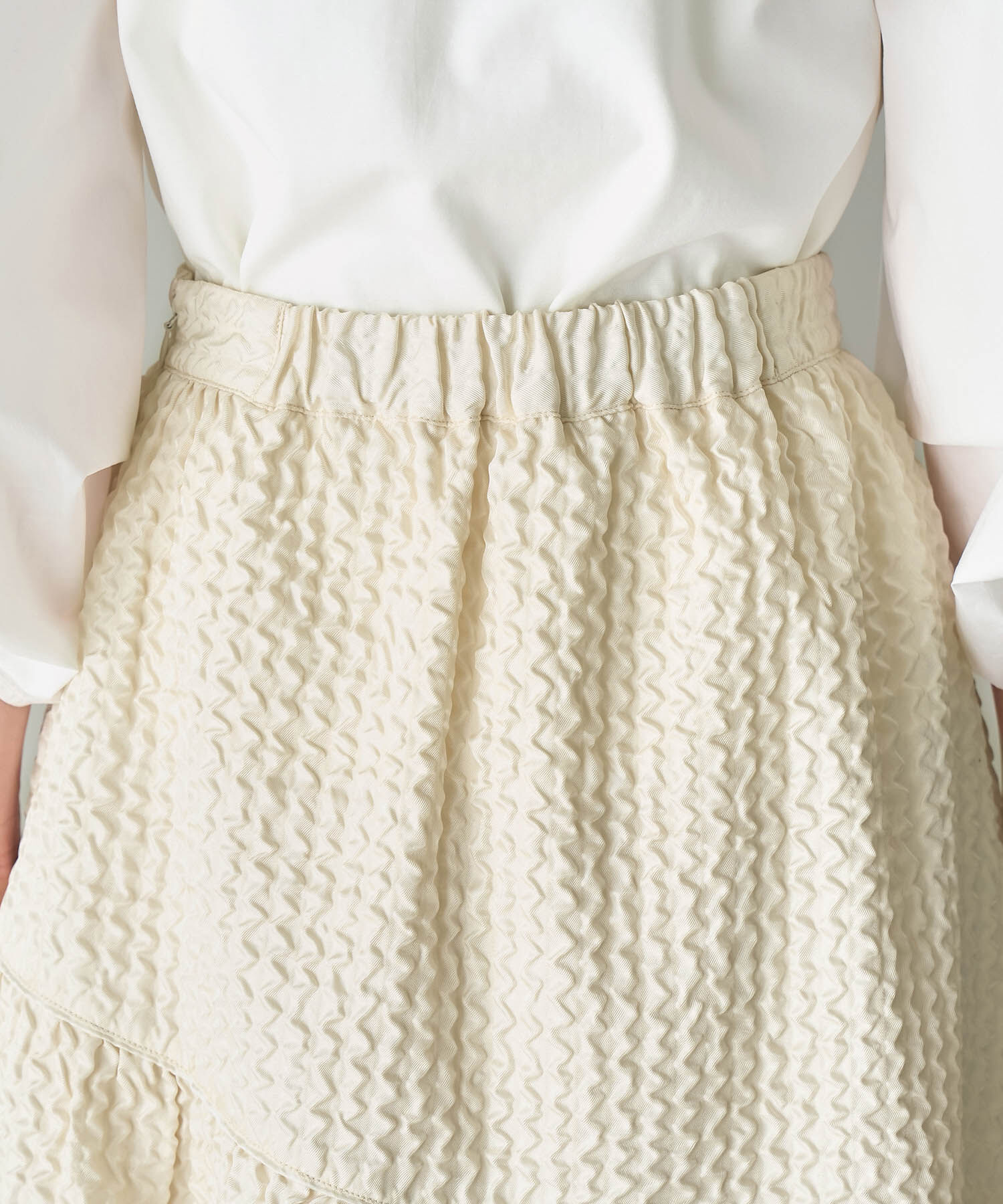 Rope&rsquo;Picnic「【emur】セットアップ対応/ふくれジャガードアシンメトリー切り替えスカート」|スカート|