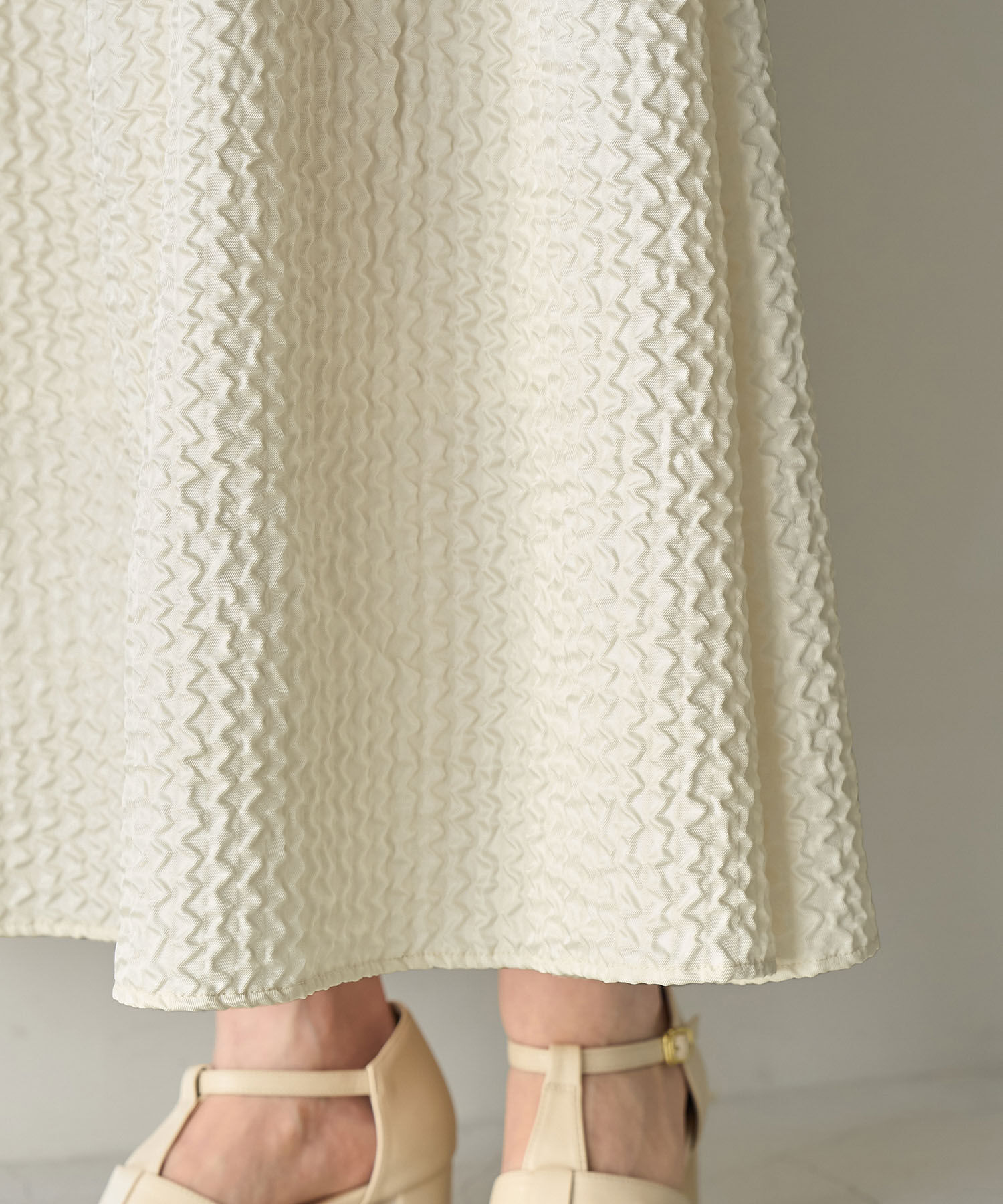 Rope&rsquo;Picnic「【emur】セットアップ対応/ふくれジャガードアシンメトリー切り替えスカート」|スカート|