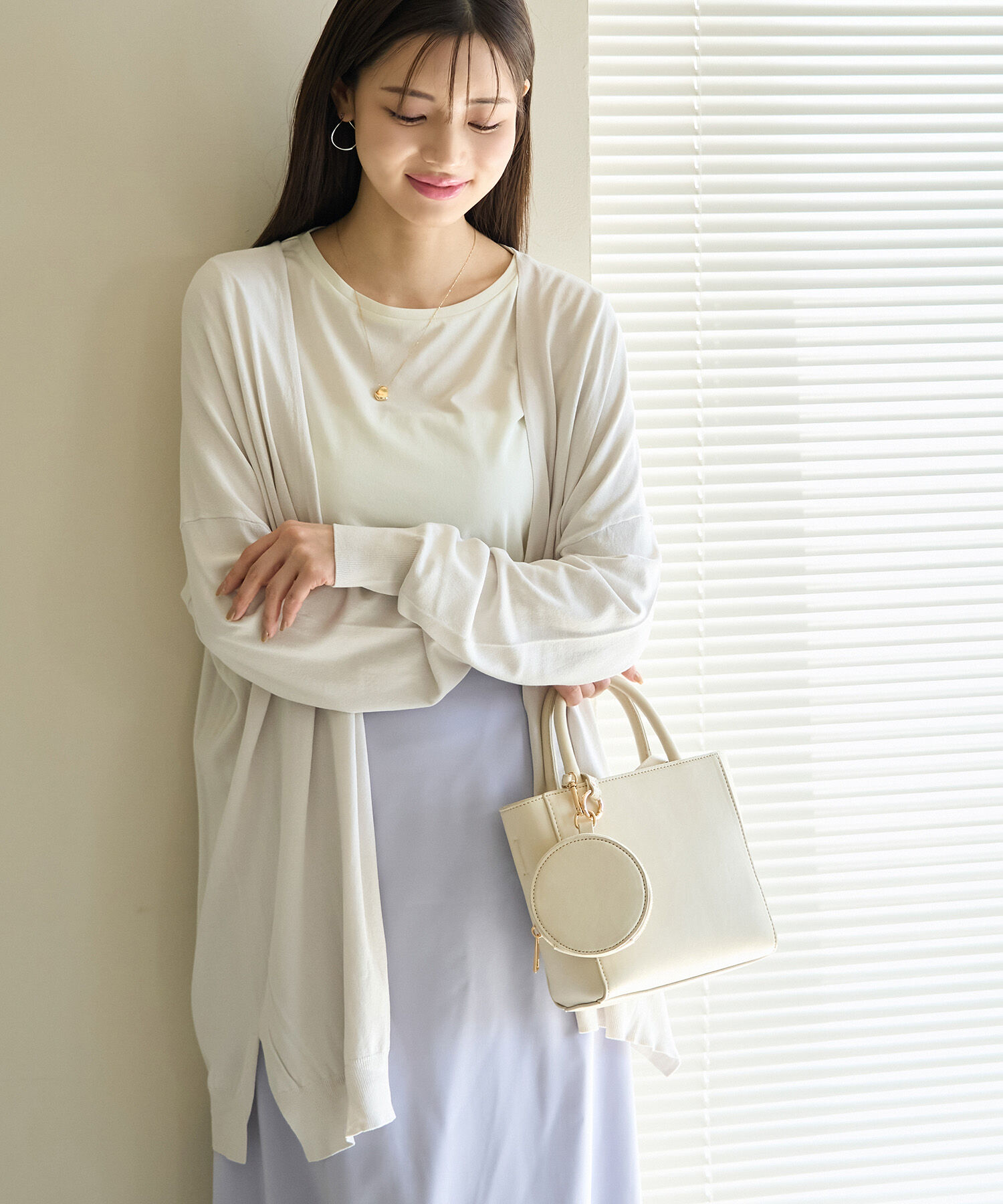 Rope&rsquo;Picnic「UVカット・洗濯機OK・接触冷感/Aラインカーディガン」|カーディガン|ライトグレー(08)