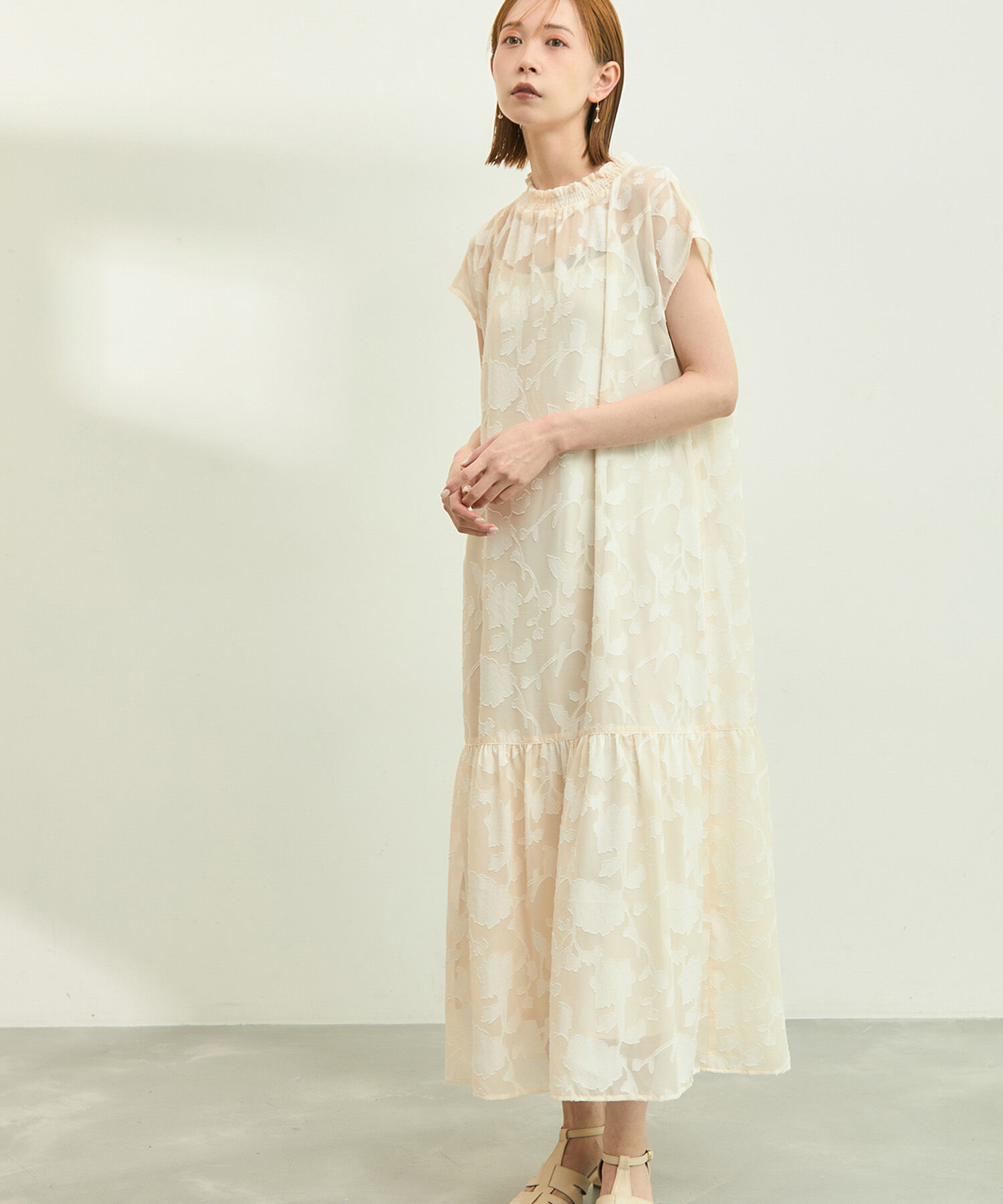 Rope&rsquo;Picnic「【emur/エミュール】ジャガードシフォンワンピース」|ワンピース|