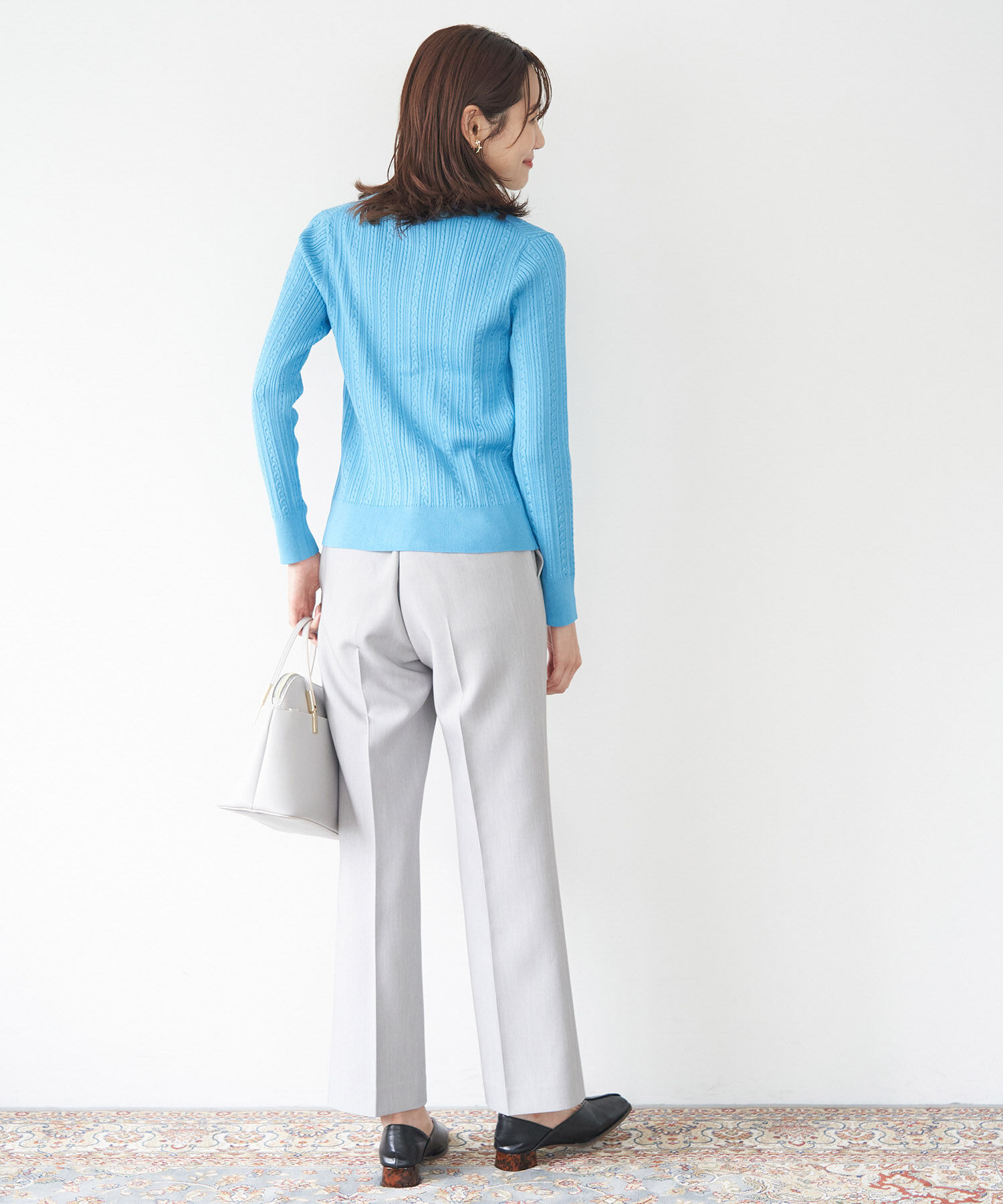 Rope&rsquo;Picnic「洗濯機OK・リンクコーデ/BIO GRACEミニケーブルニットカーディガン」|カーディガン|