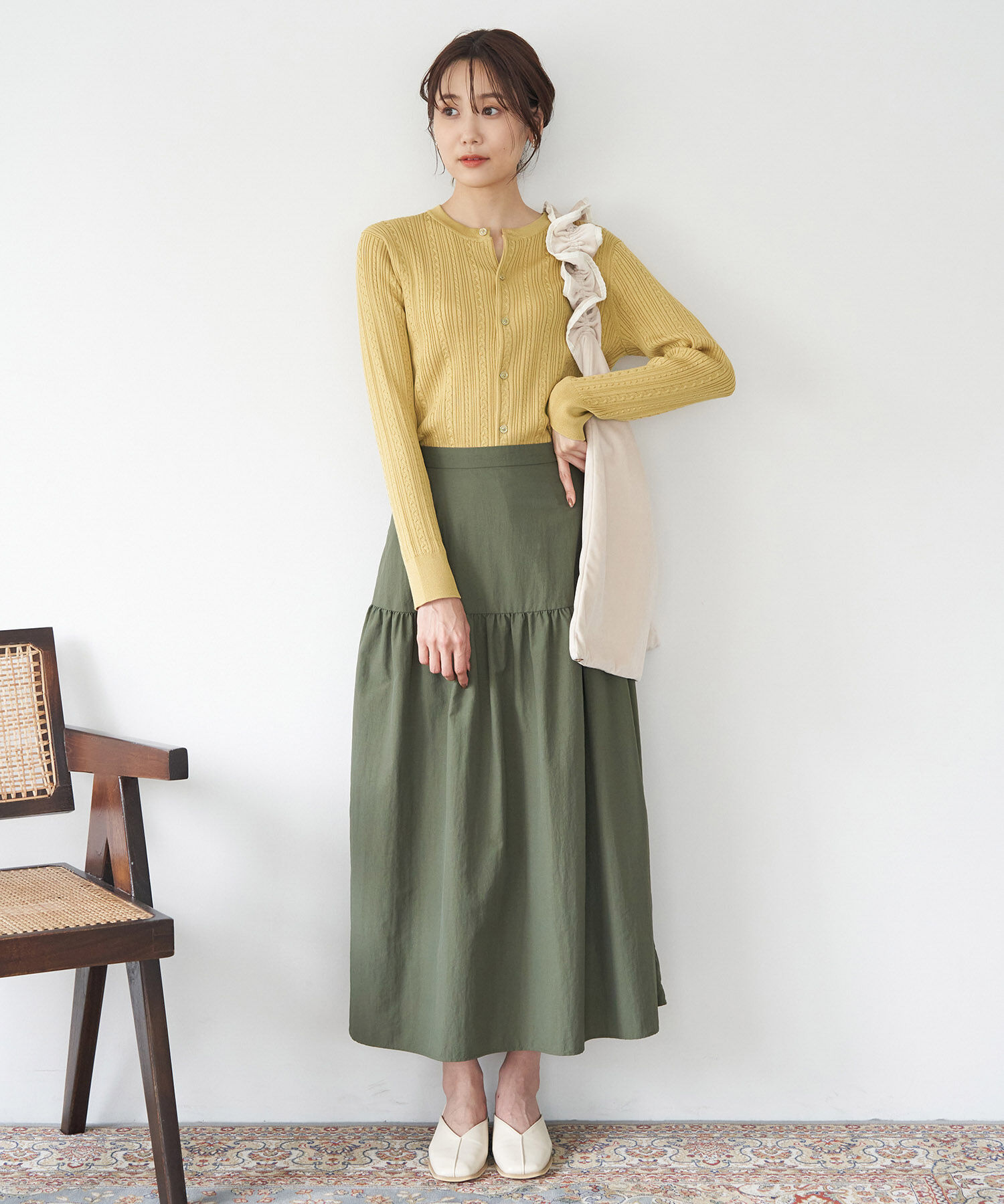 Rope&rsquo;Picnic「洗濯機OK・リンクコーデ/BIO GRACEミニケーブルニットカーディガン」|カーディガン|