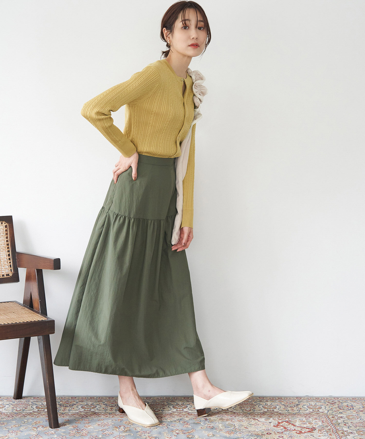 Rope&rsquo;Picnic「洗濯機OK・リンクコーデ/BIO GRACEミニケーブルニットカーディガン」|カーディガン|