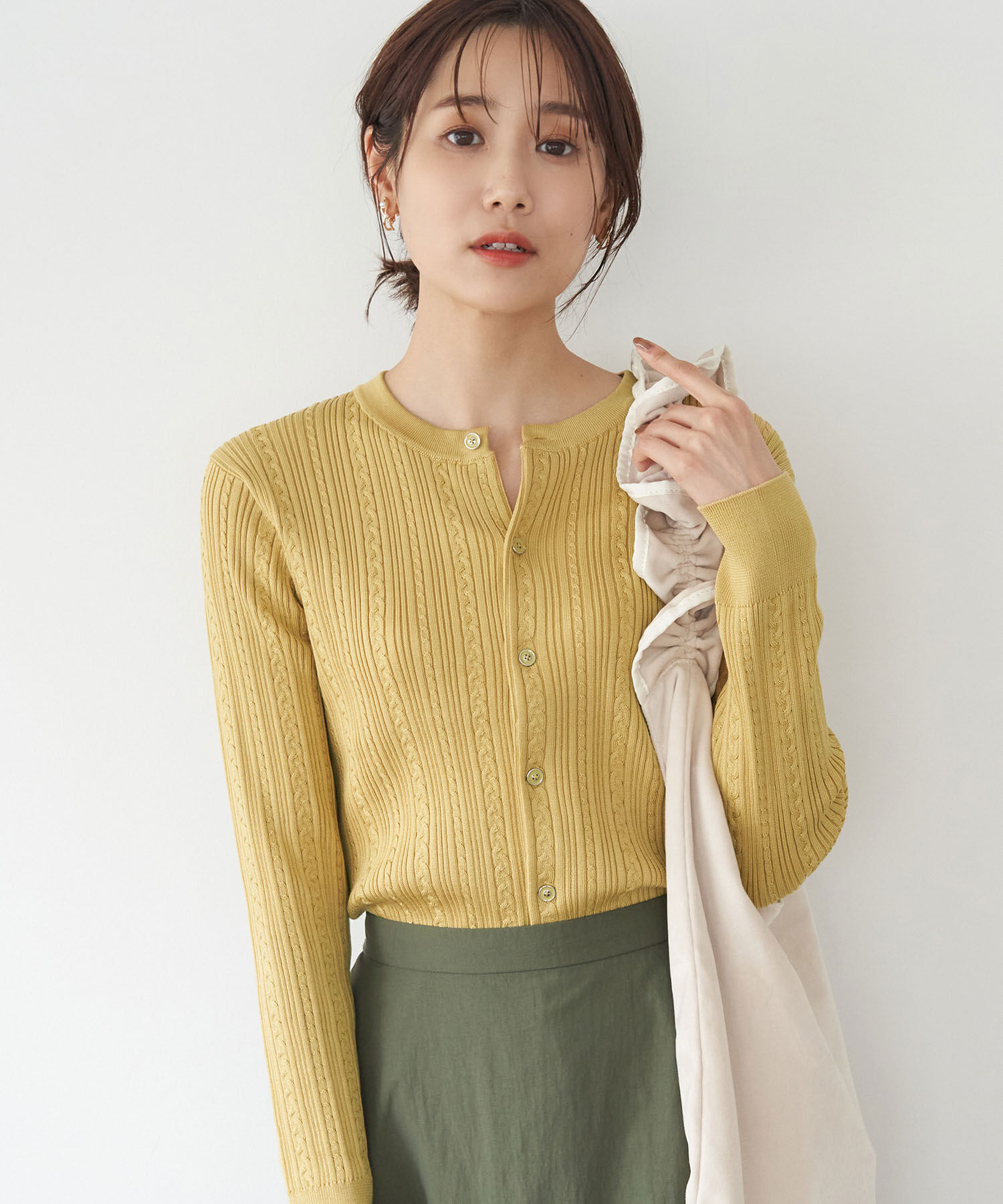 Rope&rsquo;Picnic「洗濯機OK・リンクコーデ/BIO GRACEミニケーブルニットカーディガン」|カーディガン|