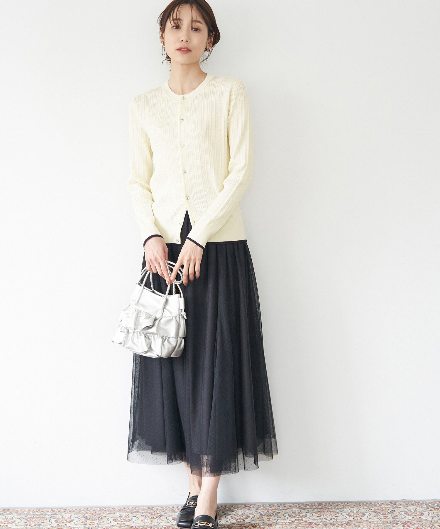 Rope&rsquo;Picnic「洗濯機OK・リンクコーデ/BIO GRACEミニケーブルニットカーディガン」|カーディガン|