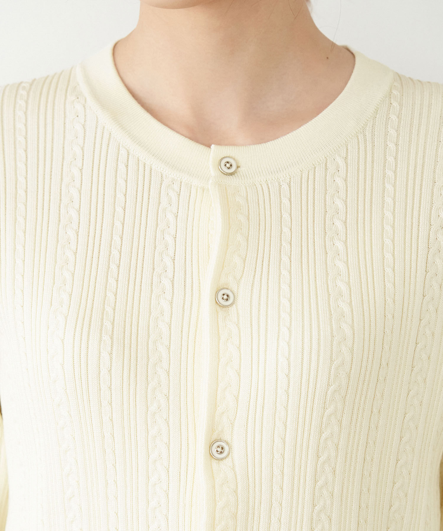 Rope&rsquo;Picnic「洗濯機OK・リンクコーデ/BIO GRACEミニケーブルニットカーディガン」|カーディガン|