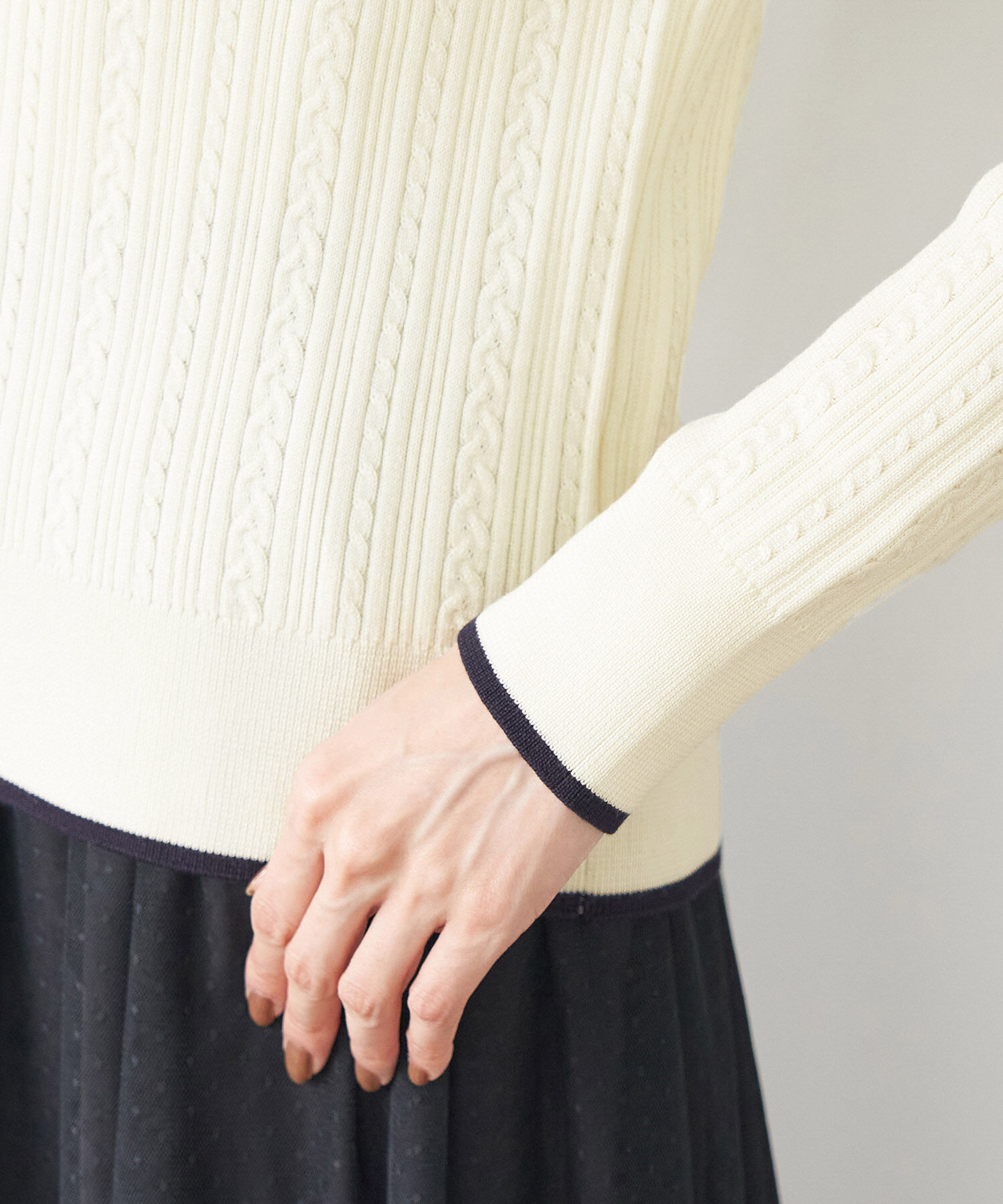 Rope&rsquo;Picnic「洗濯機OK・リンクコーデ/BIO GRACEミニケーブルニットカーディガン」|カーディガン|