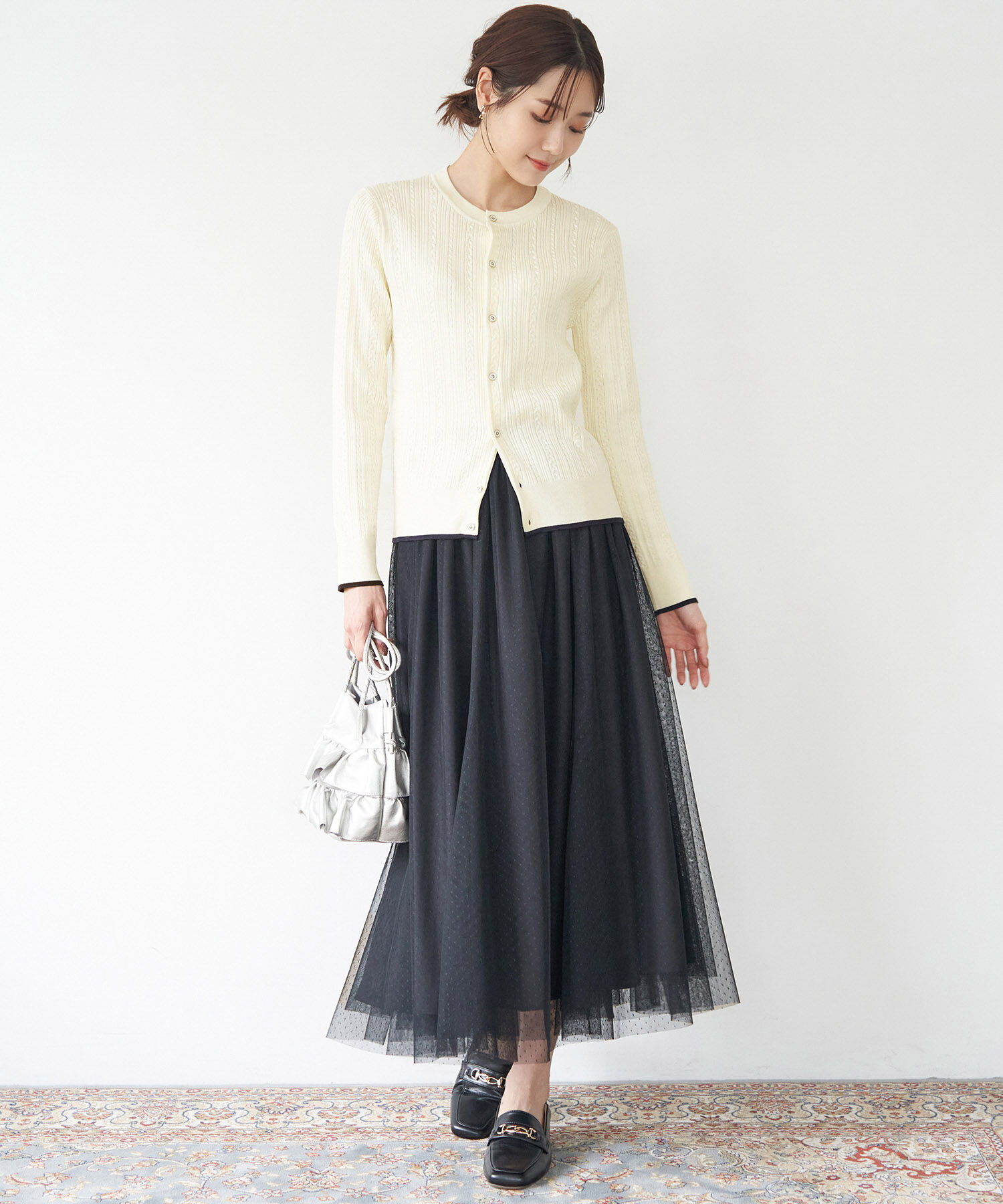 Rope&rsquo;Picnic「洗濯機OK・リンクコーデ/BIO GRACEミニケーブルニットカーディガン」|カーディガン|