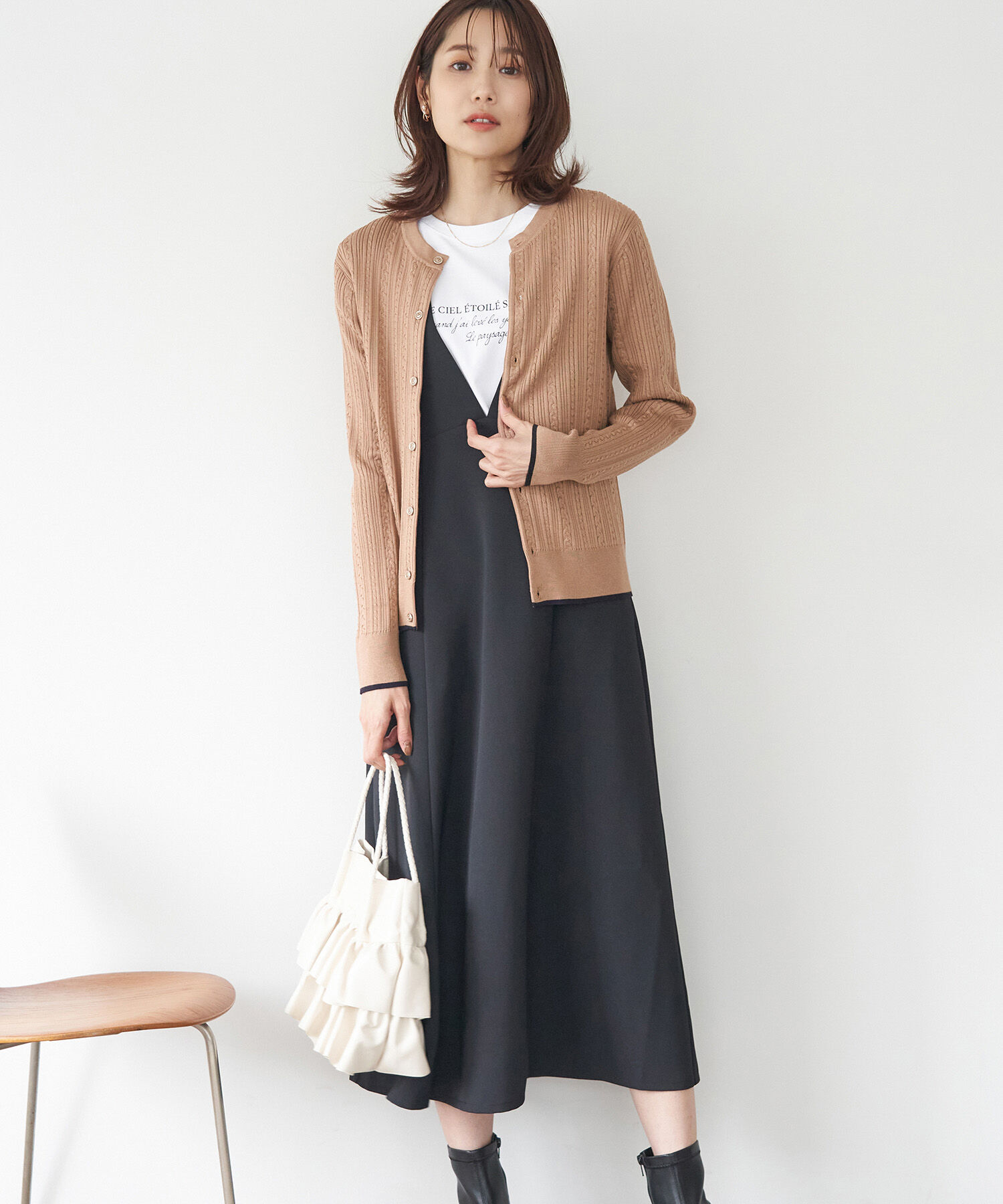 Rope&rsquo;Picnic「洗濯機OK・リンクコーデ/BIO GRACEミニケーブルニットカーディガン」|カーディガン|