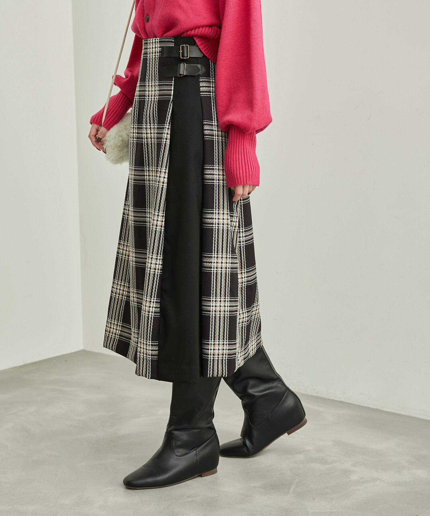 Rope&rsquo;Picnic「チェックコンビキルトスカート」|スカート|ブラック系(02)