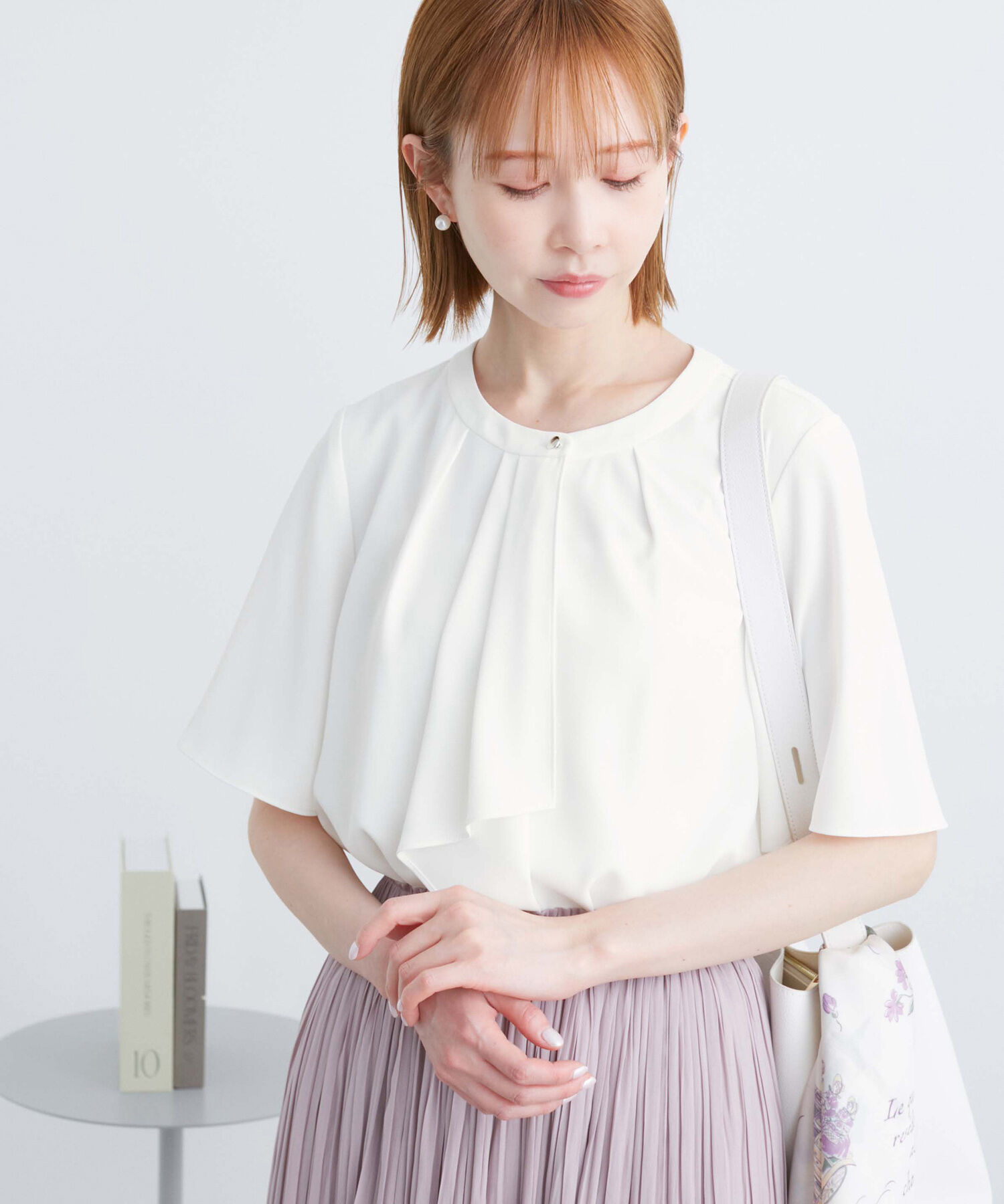 Rope&rsquo;Picnic「ボウタイハーフスリーブブラウス」|シャツ・ブラウス|ホワイト(10)