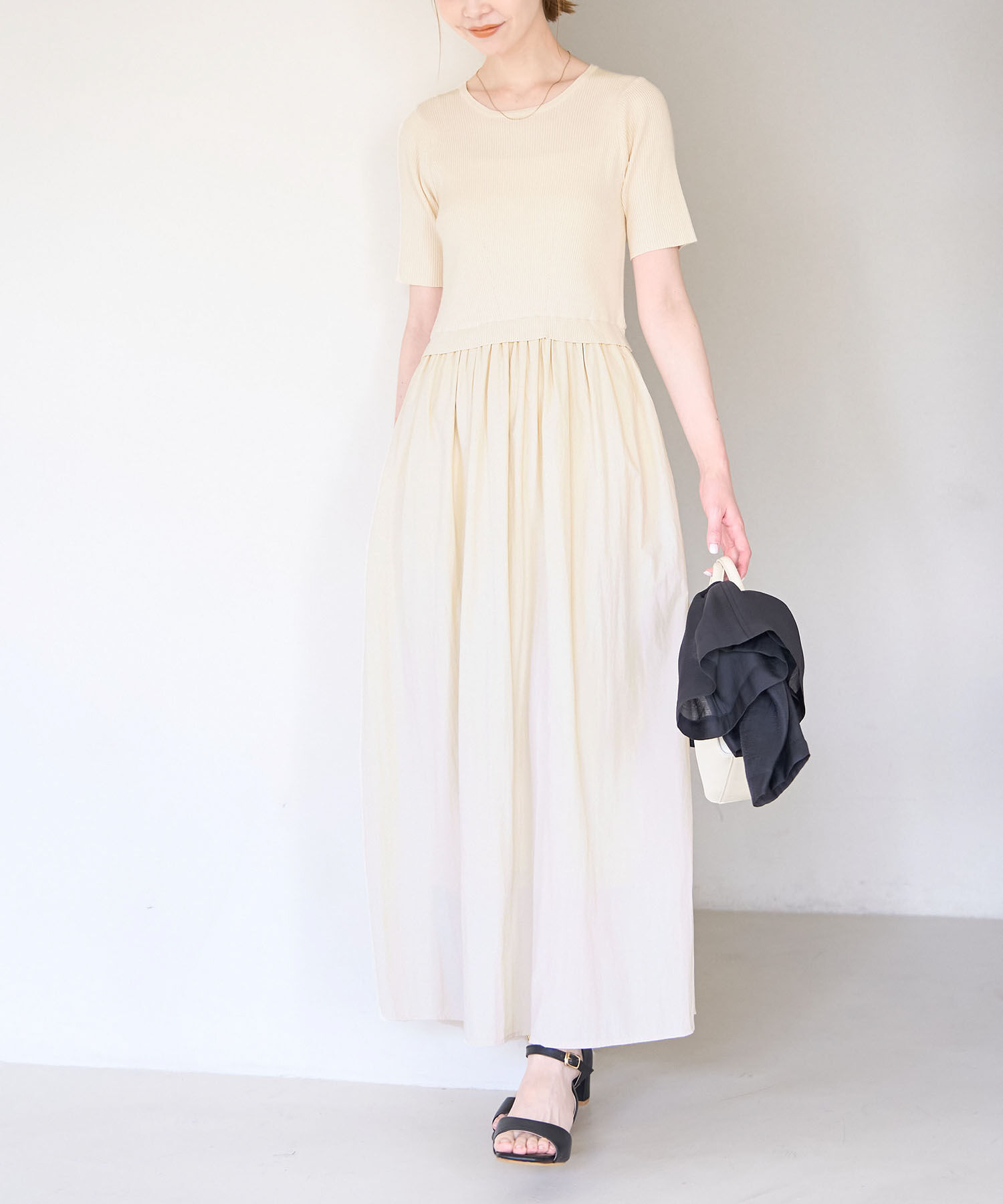 Rope&rsquo;Picnic「ハーフスリーブドッキングワンピ－ス」|ワンピース|ホワイト(10)