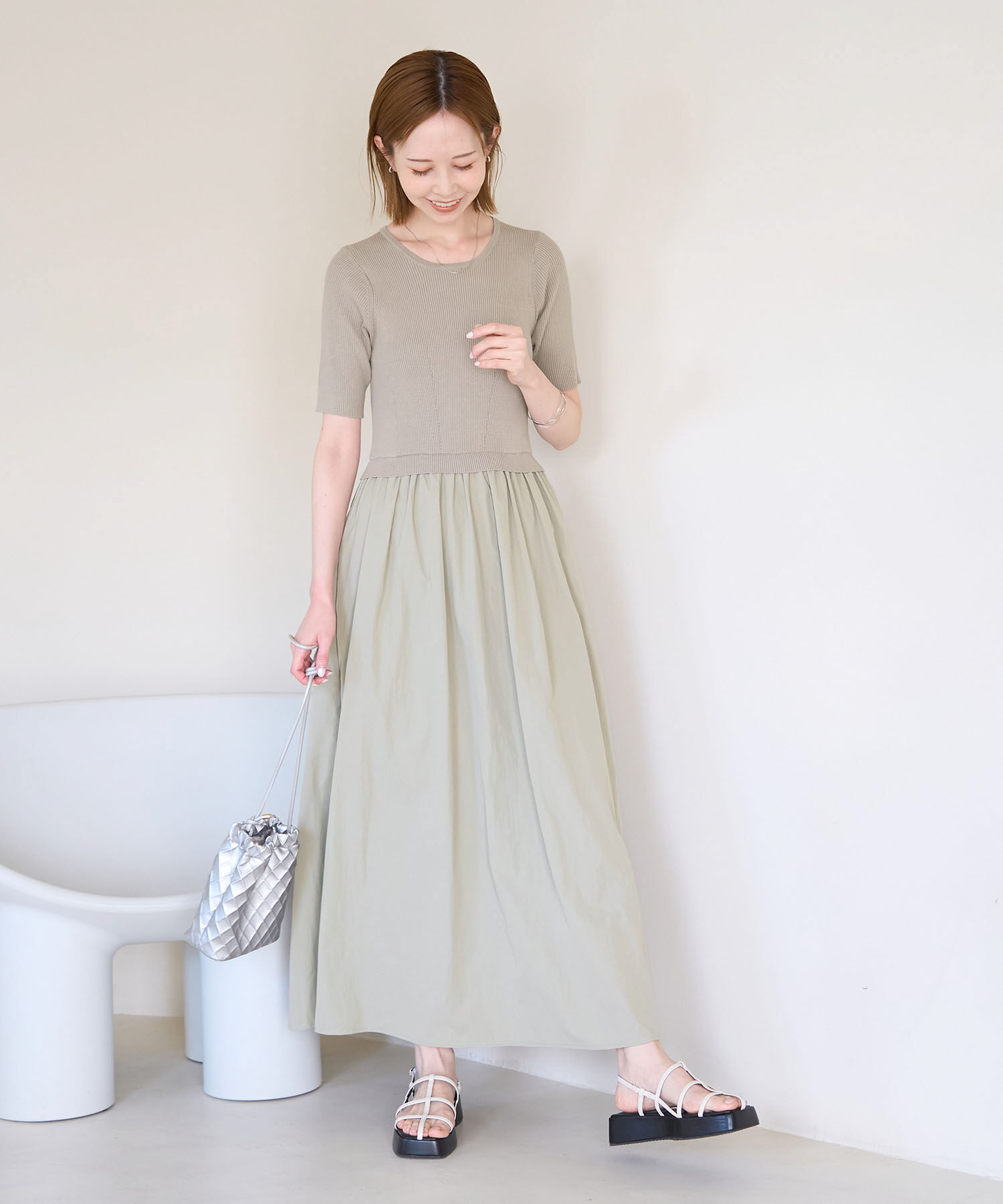 Rope&rsquo;Picnic「ハーフスリーブドッキングワンピ－ス」|ワンピース|