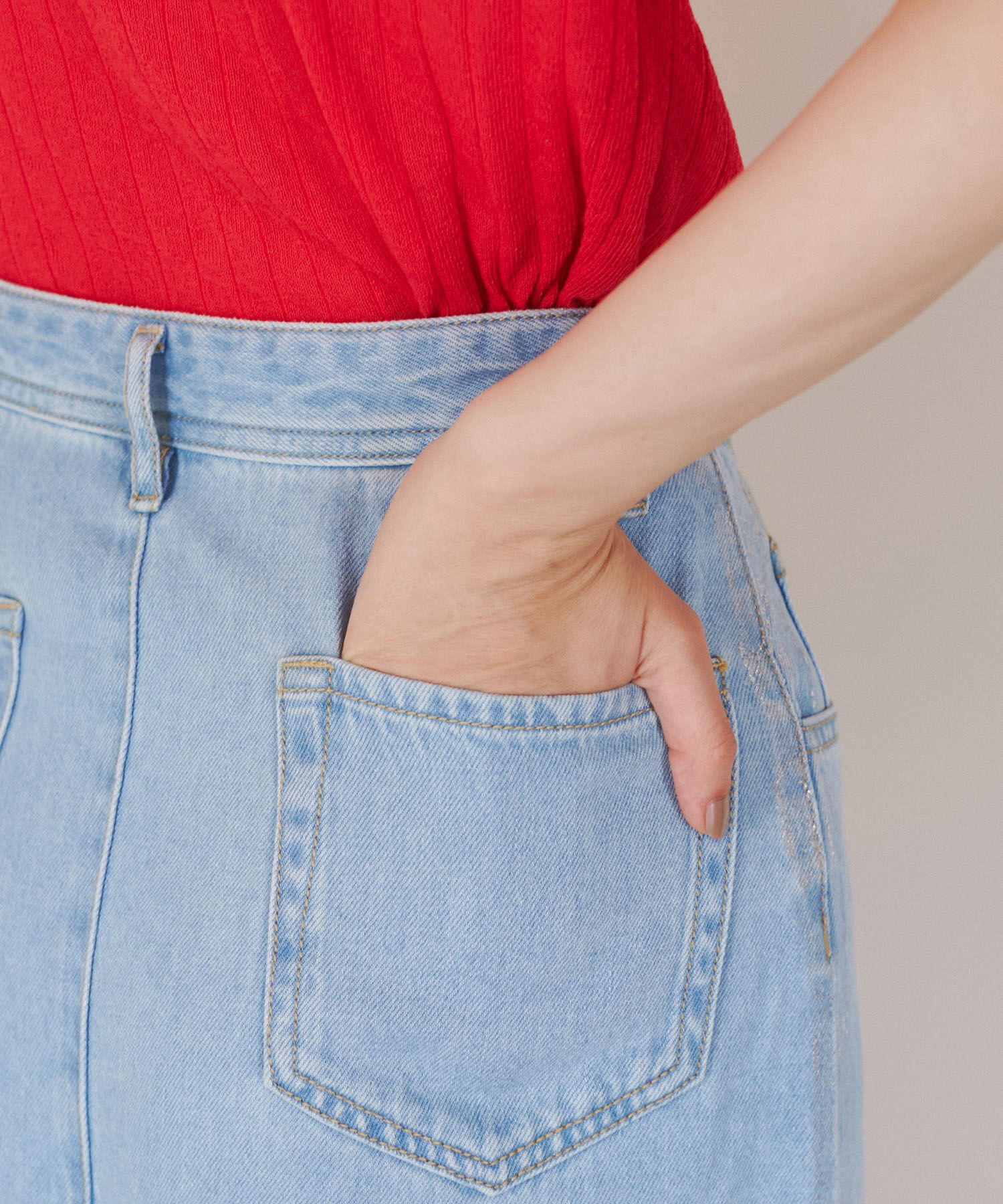 Rope&rsquo;Picnic「【3サイズ展開】セミフレアロング箔プリントデニムスカート」|スカート|