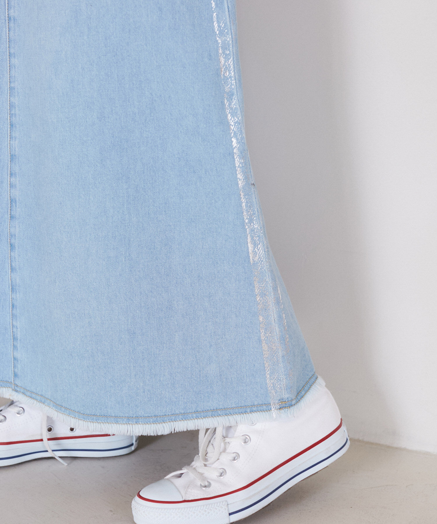 Rope&rsquo;Picnic「【3サイズ展開】セミフレアロング箔プリントデニムスカート」|スカート|