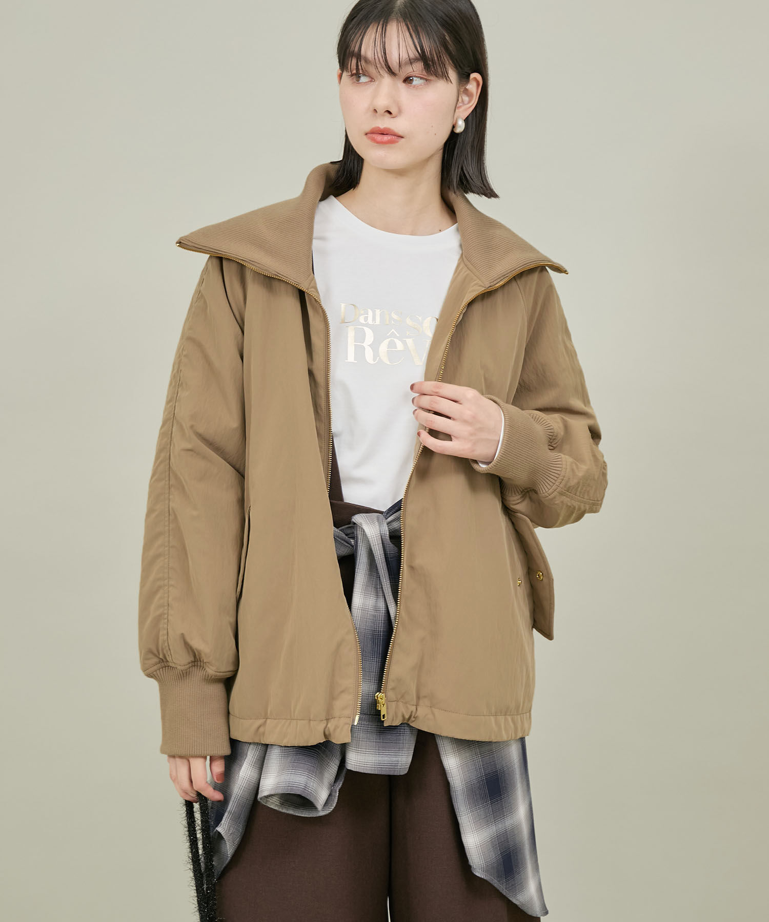 ROPE' PICNIC R「撥水・花粉ガード/中わたスタンドカラーショートブルゾン」|ブルゾン・スタジャン|