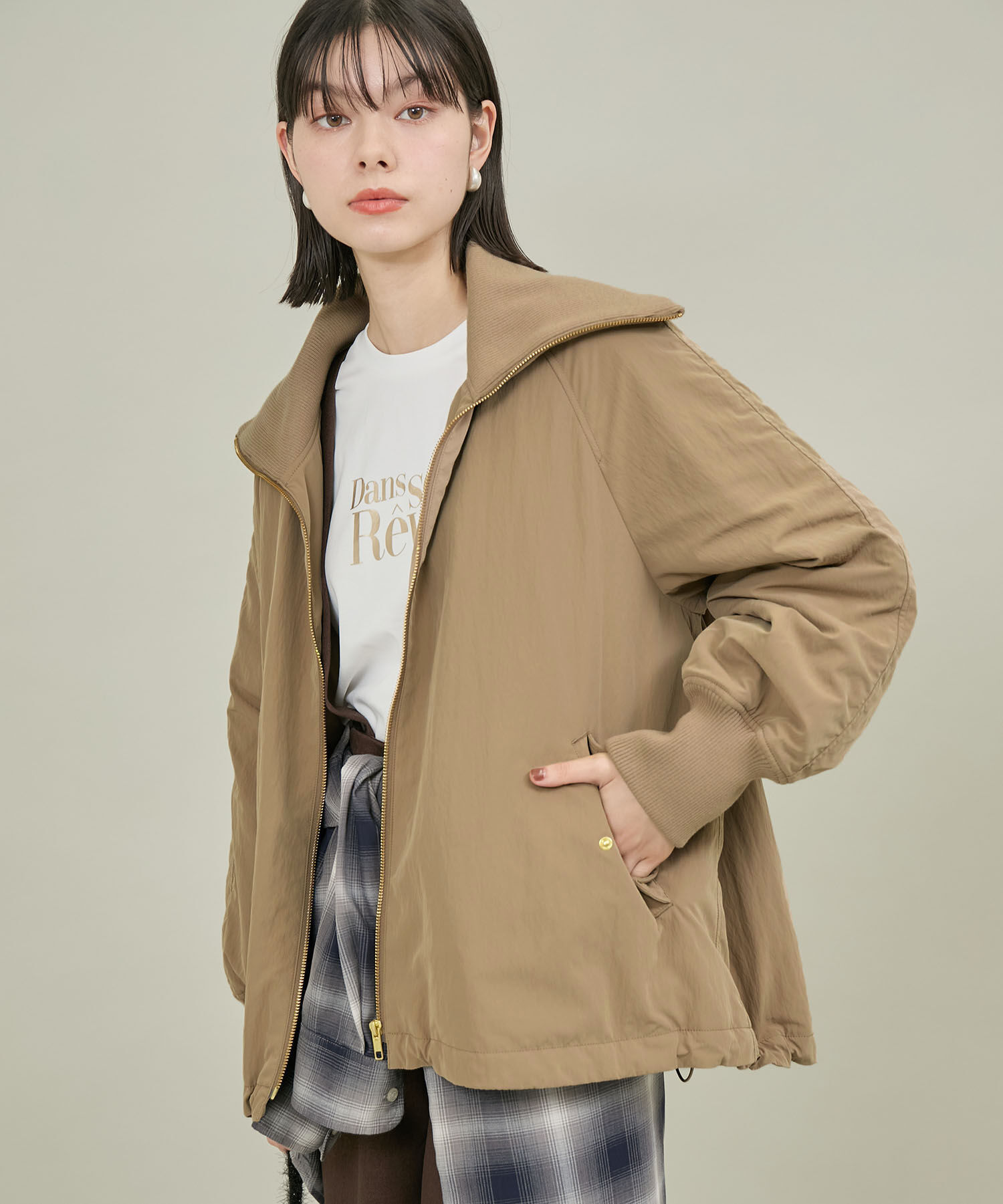 ROPE' PICNIC R「撥水・花粉ガード/中わたスタンドカラーショートブルゾン」|ブルゾン・スタジャン|