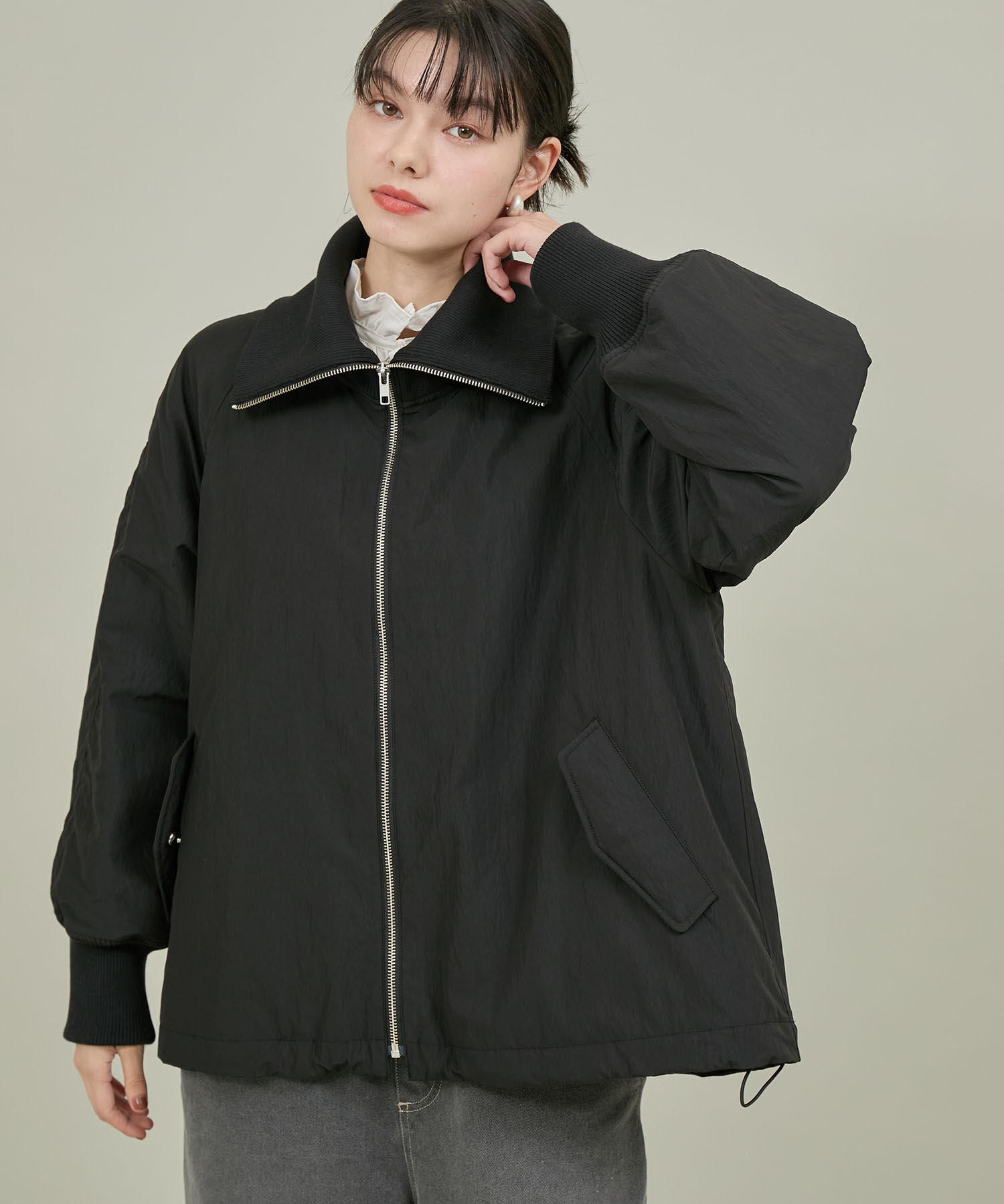 ROPE' PICNIC R「撥水・花粉ガード/中わたスタンドカラーショートブルゾン」|ブルゾン・スタジャン|