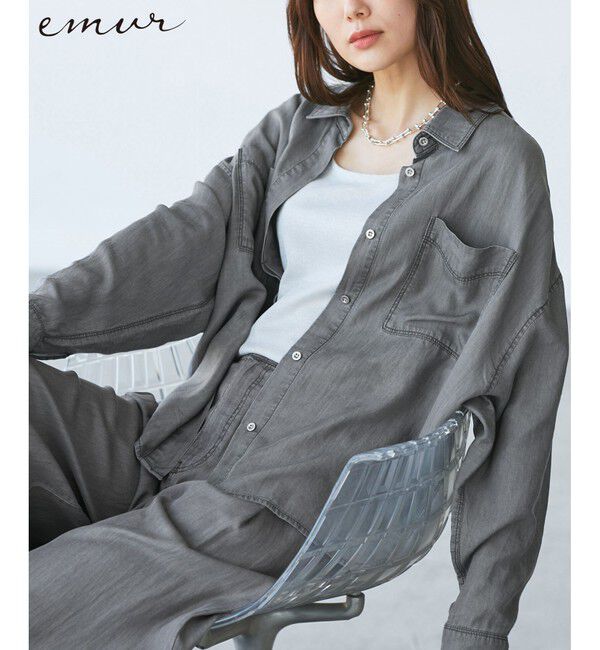 Rope&rsquo;Picnic「【emur/エミュール】ラウンドヘム抜き襟比翼シャツ」|シャツ・ブラウス|グレー(07)