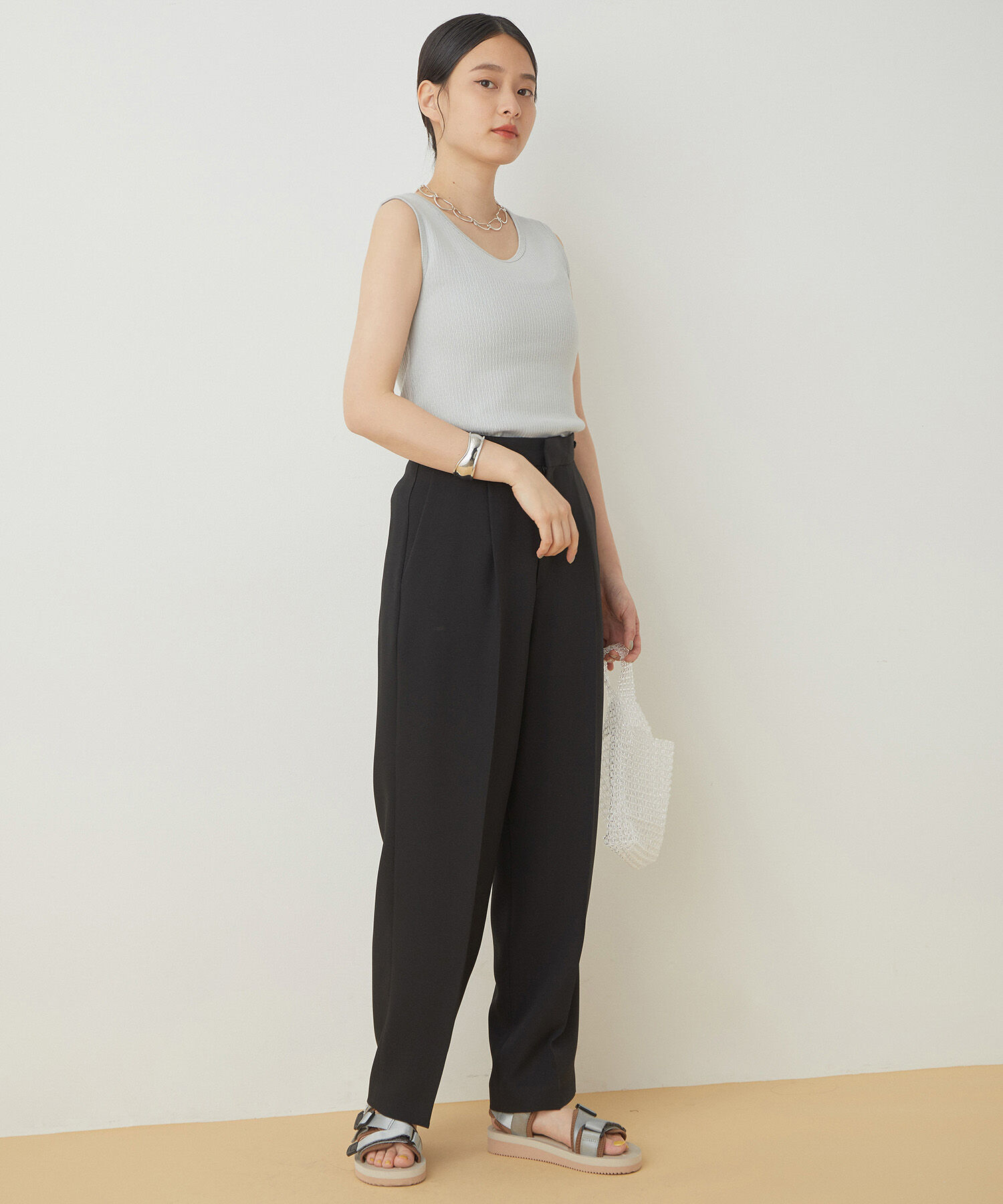 ADAM ET ROPE'「＜洗える＞センタープレスセミワイドスラックス」|スラックス|