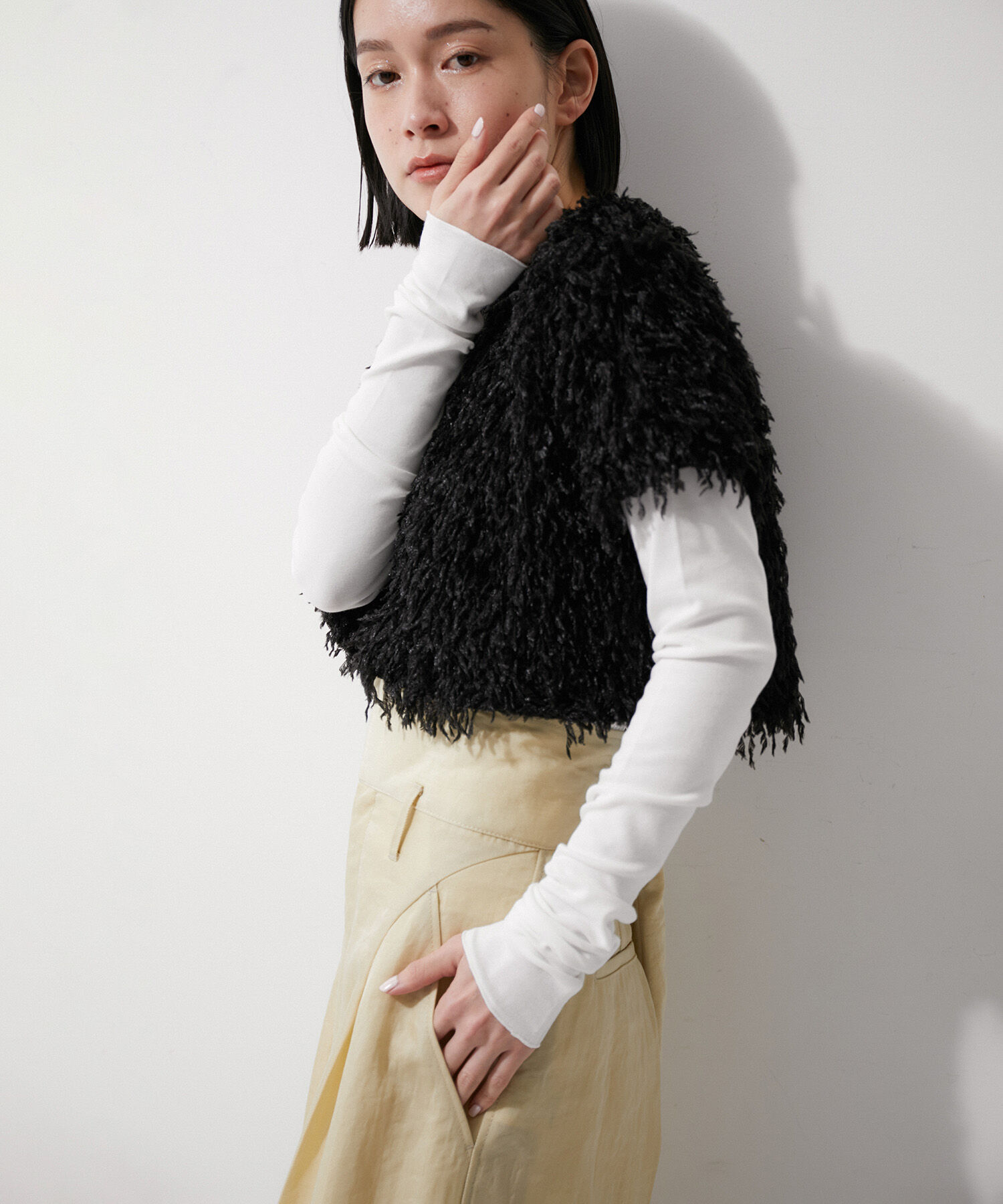 ADAM ET ROPE'「【再入荷】フェザープルオーバー」|Tシャツ・カットソー|ブラック(01)