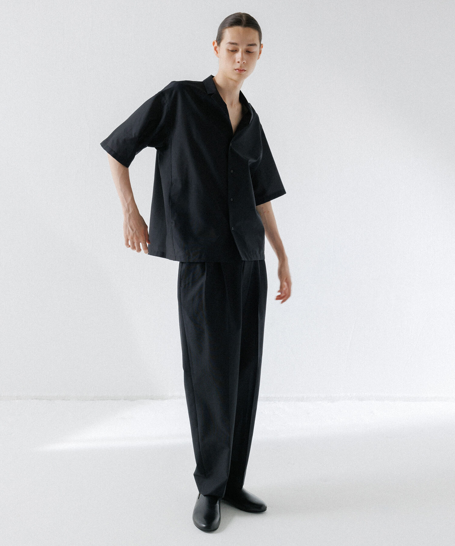 ADAM ET ROPE'「【(F)LIGHT/フライト】超軽量 オーバーサイズ シアー オープンカラー ハーフスリーブ シャツ / 速乾 / スト」|シャツ・ブラウス|