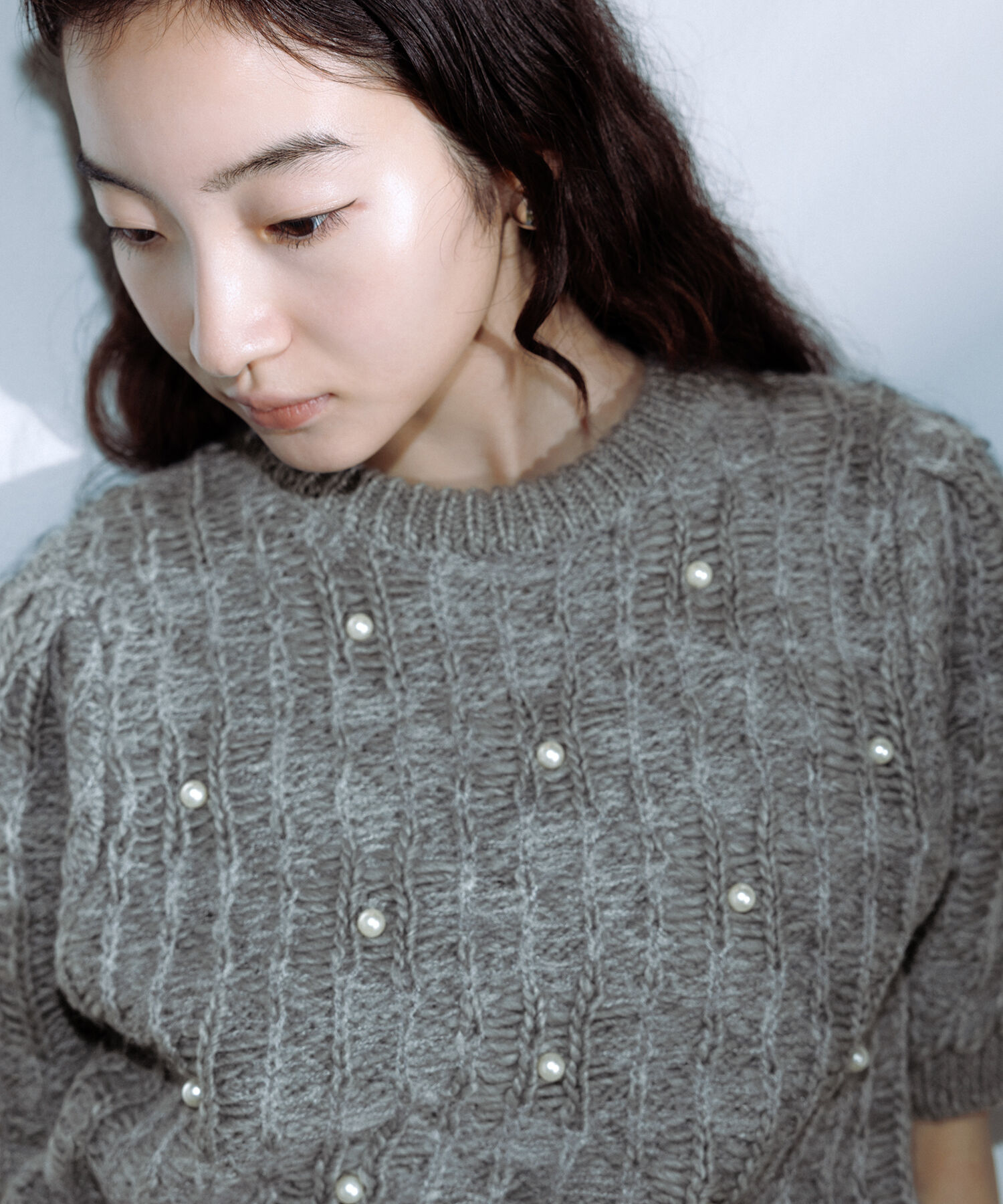 ADAM ET ROPE'「【WEB限定】パールドットニット」|ニット・セーター|グレー(07)