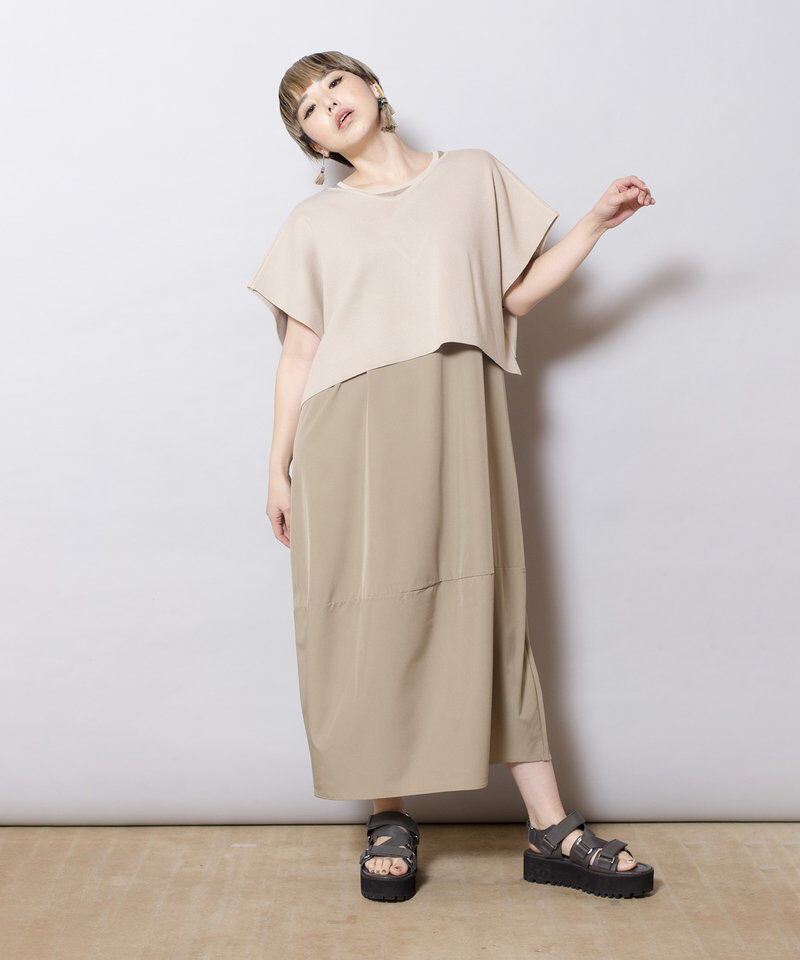  「2WAYニットプルオーバー&コクーンワンピースSET」|ワンピース|