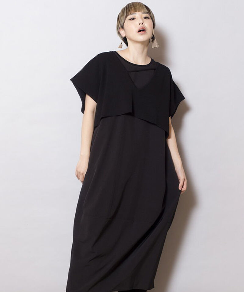  「2WAYニットプルオーバー&コクーンワンピースSET」|ワンピース|BLACK