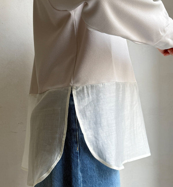  「裾シアー切替ジョーゼットTEE」|Tシャツ・カットソー|