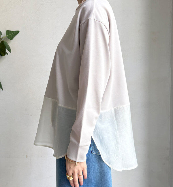  「裾シアー切替ジョーゼットTEE」|Tシャツ・カットソー|