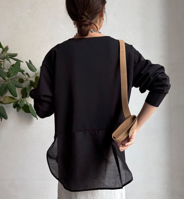  「裾シアー切替ジョーゼットTEE」|Tシャツ・カットソー|