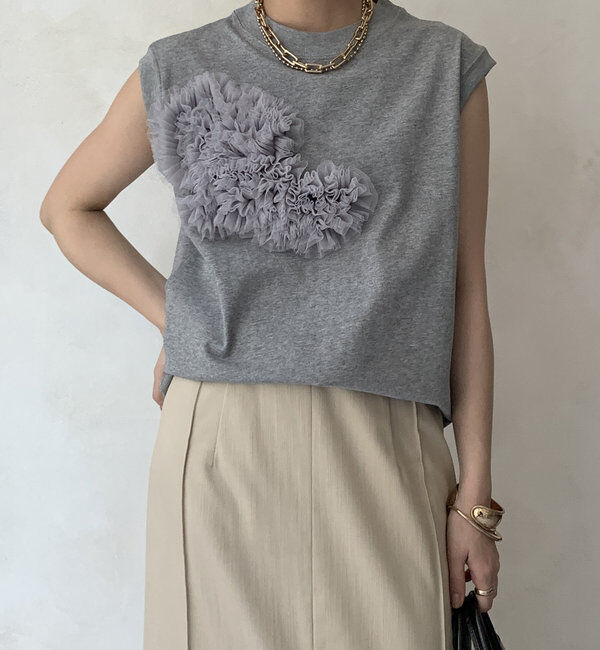  「3DチュールモチーフTEE」|Tシャツ・カットソー|