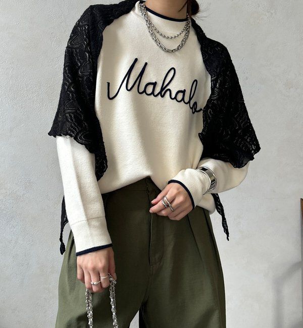  「【WEB限定】コード刺繍ロゴニットトップス」|ニット・セーター|オフホワイト