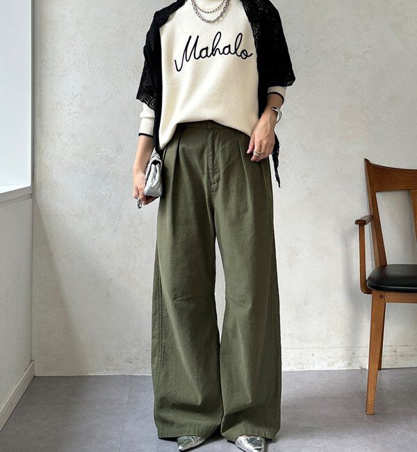  「【WEB限定】コード刺繍ロゴニットトップス」|ニット・セーター|