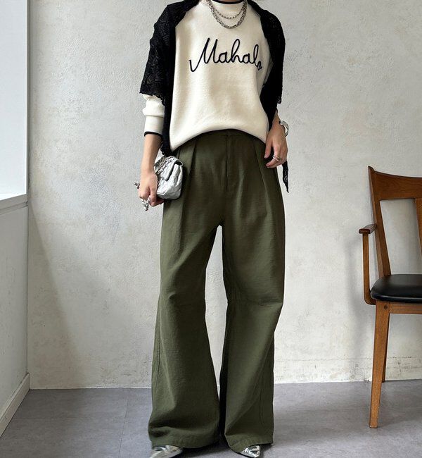  「【WEB限定】コード刺繍ロゴニットトップス」|ニット・セーター|