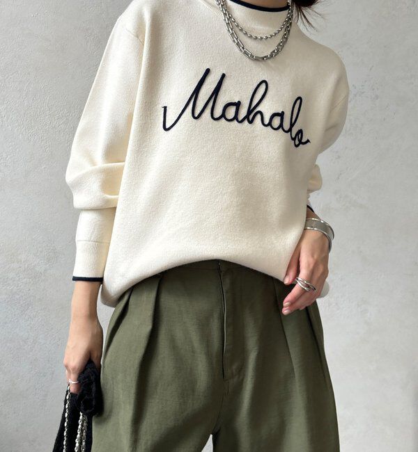  「【WEB限定】コード刺繍ロゴニットトップス」|ニット・セーター|