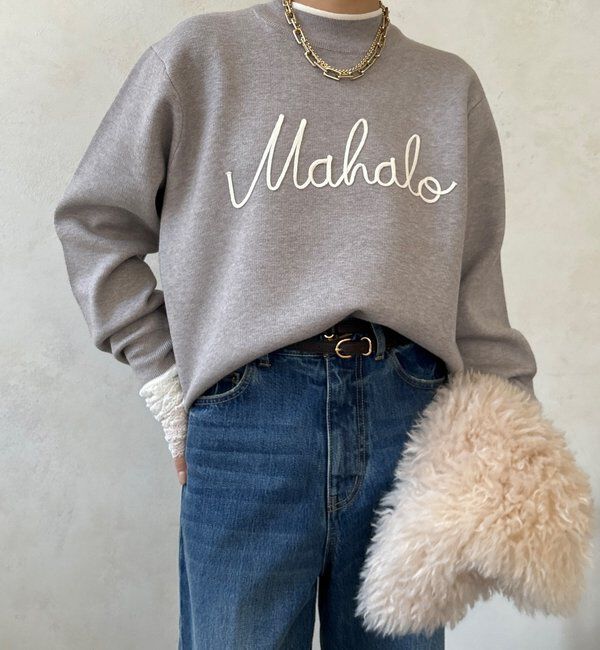  「【WEB限定】コード刺繍ロゴニットトップス」|ニット・セーター|