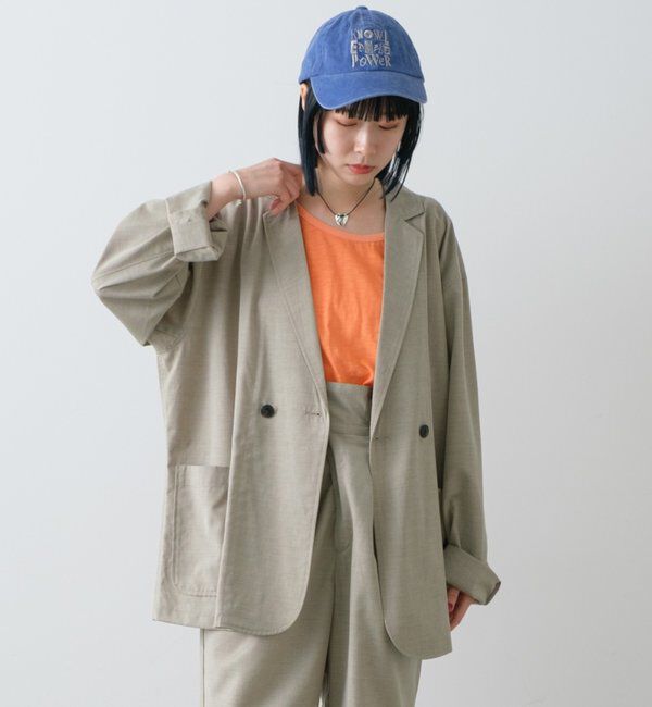  「【WHIMSIC/SETUP対応】ダブルブレストジャケット」|テーラードジャケット|グレージュ