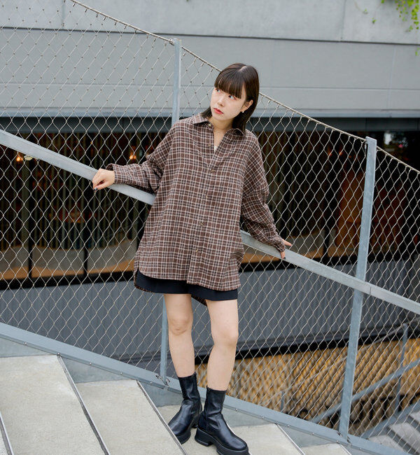  「【WHIMSIC】フランネルチェックレギュラーカラーシャツ」|シャツ・ブラウス|