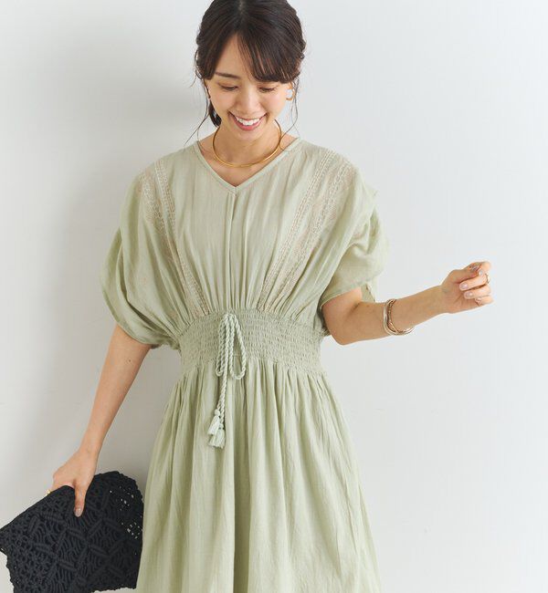  「《綿100％・一枚で着映え》刺繍ウエストシャーリングワンピース」|その他|