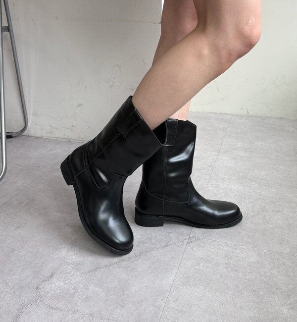  「ラウンドミドルブーツ」|ショートブーツ|