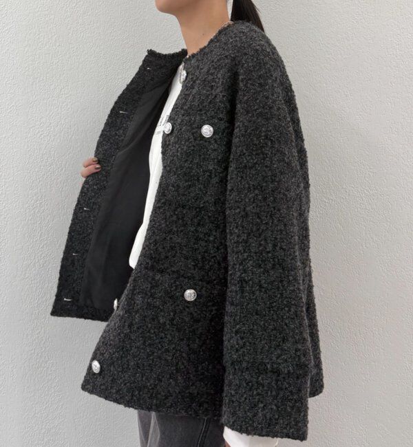 LOUNGEDRESS 【20周年限定】ツイードジャケット グレー 20周年限定】ツイードジャケット（ノーカラージャケット