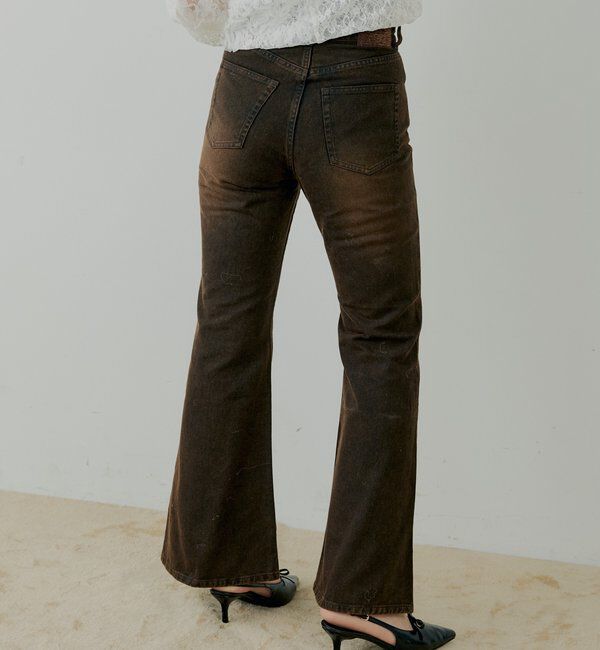  「パッチ付きフレアデニム」|デニム|ブラウン