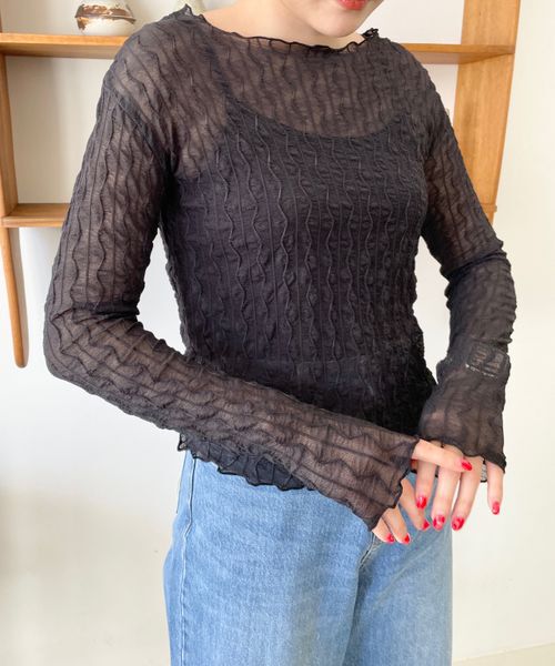 LOWRYS FARM「ヘンケイシアークルーロングスリーブ」|Tシャツ・カットソー|BLK