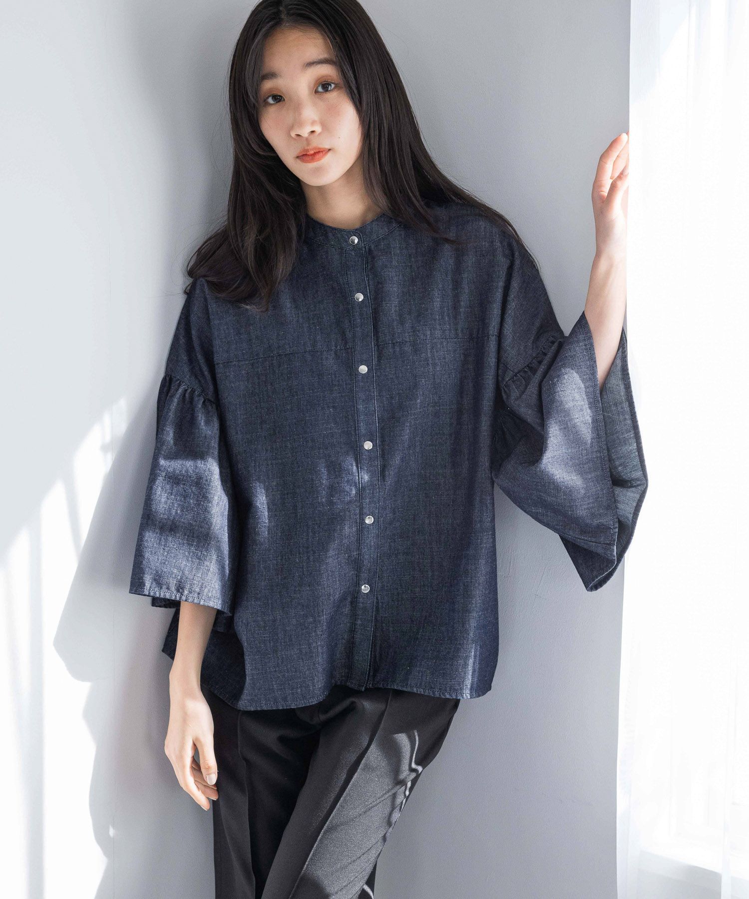 LOWRYS FARM「バンドフリル８分袖」|シャツ・ブラウス|